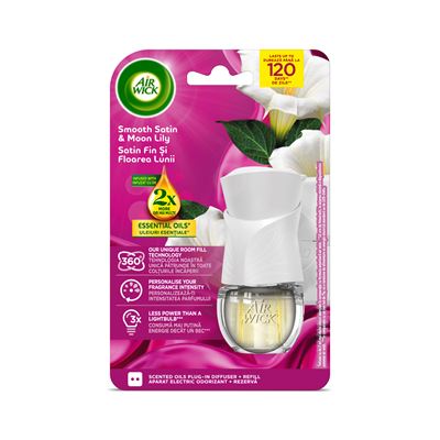 Air Wick Electric Komplet osvěžovač vzduchu jemný satén měsíční lilie 19 ml