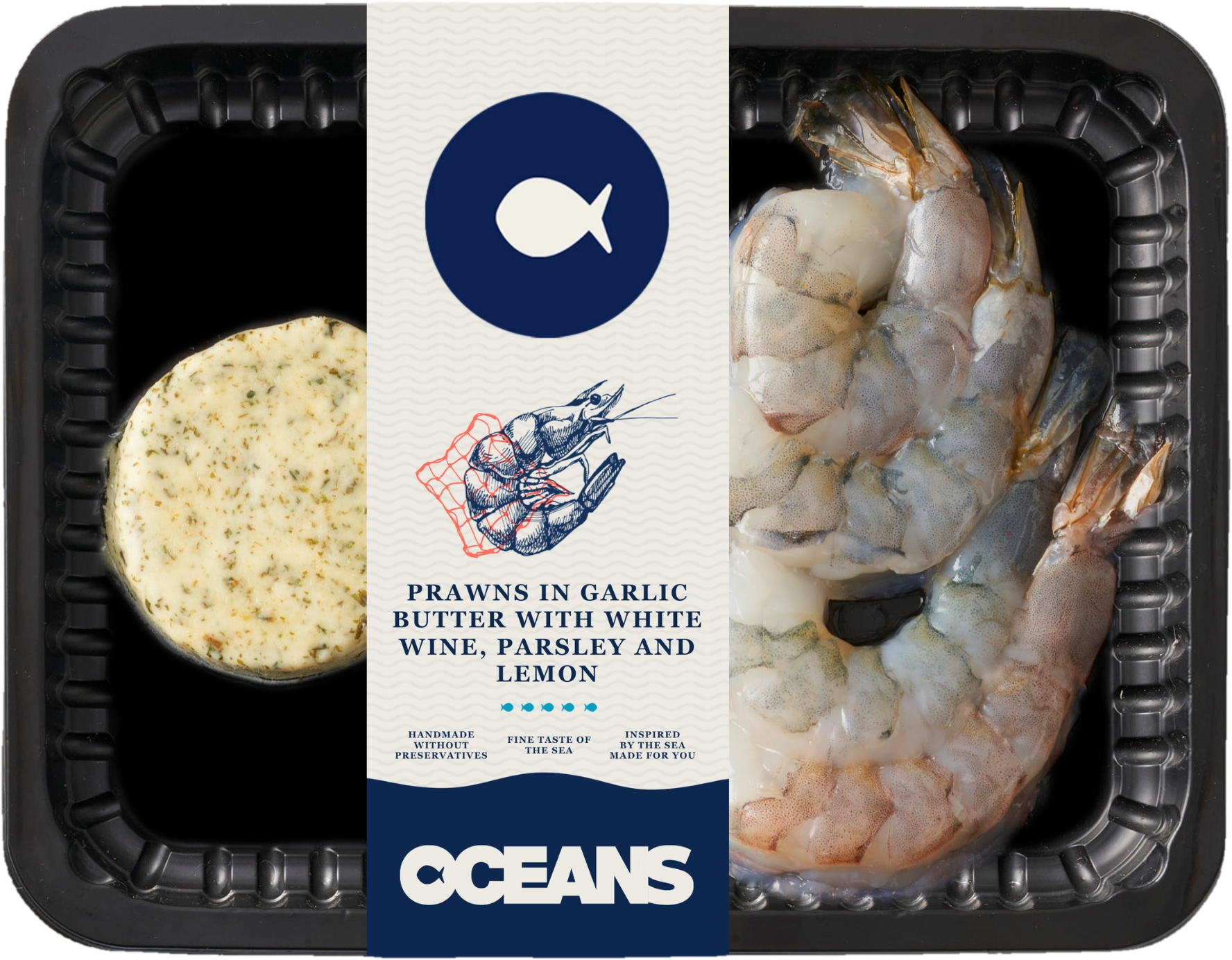 Oceans Krevety na česnekovém másle s bílým vínem, petrželí a citronem