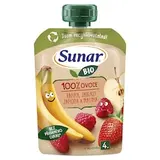 Sunar BIO ovocná kapsička Banán, jablko, jahoda, malina 4m+, 100g
