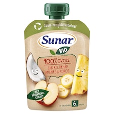 Sunar BIO ovocná kapsička Jablko, banán, ananas, kokos 6m+, 100g