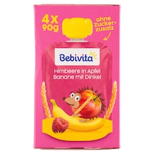Bebivita Jablko, banán, malina, špalda 4 x 90g (360g)