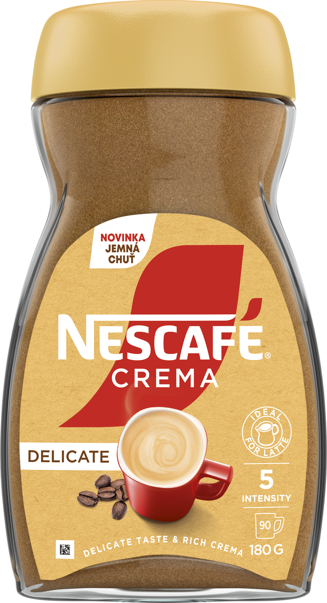 Nescafé Crema Delicate rozpustná káva s bohatou pěnou a jemnou chutí kávy