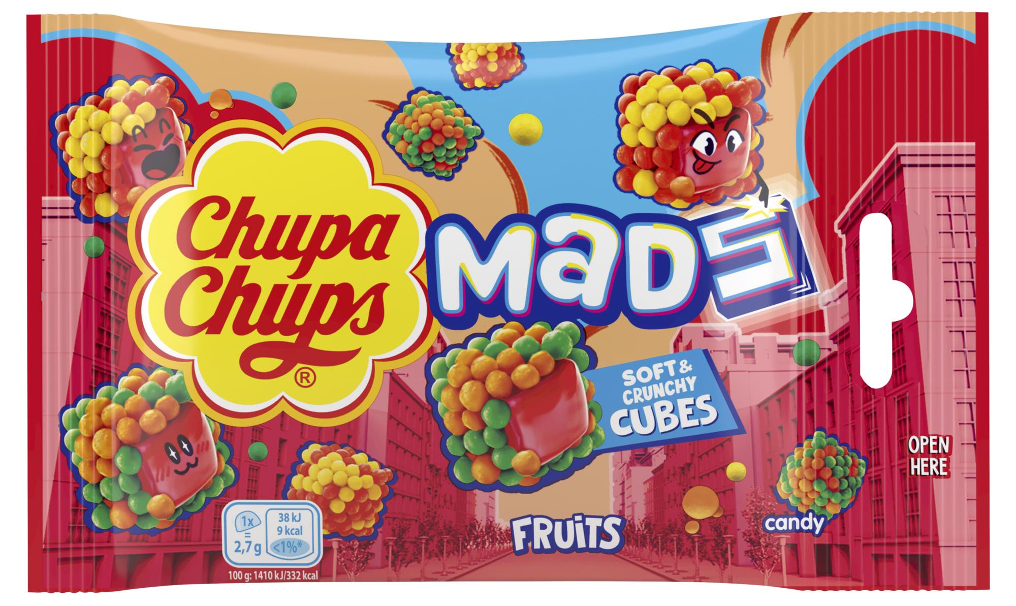Chupa Chups Želé Mads obalené v křupavých kuličkách s ovocnou příchutí