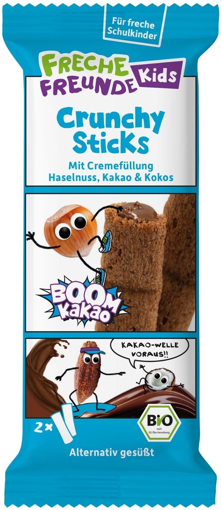 Freche Freunde BIO Křupavé tyčinky s náplní lískový oříšek, kakao a kokos