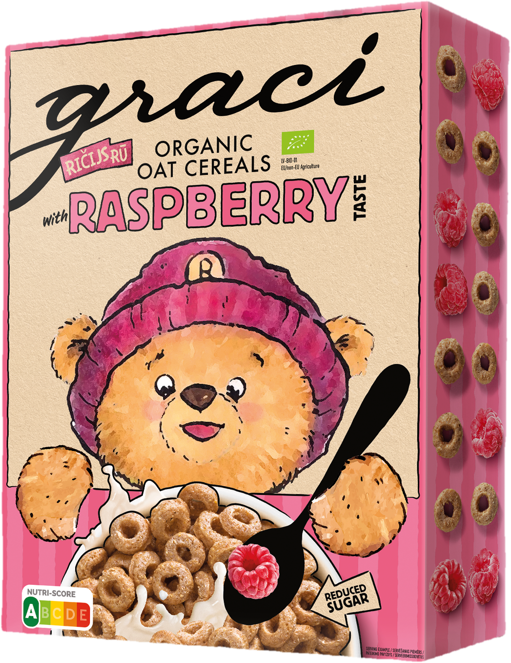 Graci BIO Dětské cereální malinové kroužky