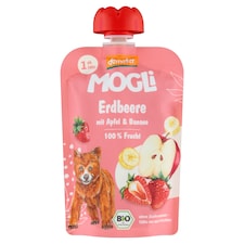Mogli Bio jahodová kapsička s jablkem a banánem 100g