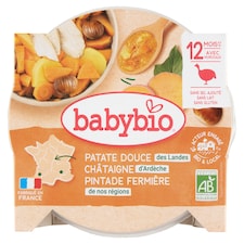 Babybio Bio menu sladké brambory s kaštanovým pyré a farmářskou perličkou 230g