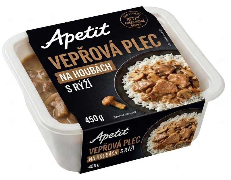 Vepřová plec na houbách s rýží Apetit
