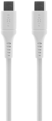 FIXED Nabíjecí a datový Liquid silicone kabel s konektory USB-C/USB-C a podporou PD, 1.2m, USB 2.0, 60W, bílý