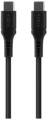 FIXED Dlouhý nabíjecí a datový Liquid silicone kabel s konektory USB-C/USB-C a podporou PD, 2m, USB 2.0, 60W, černý