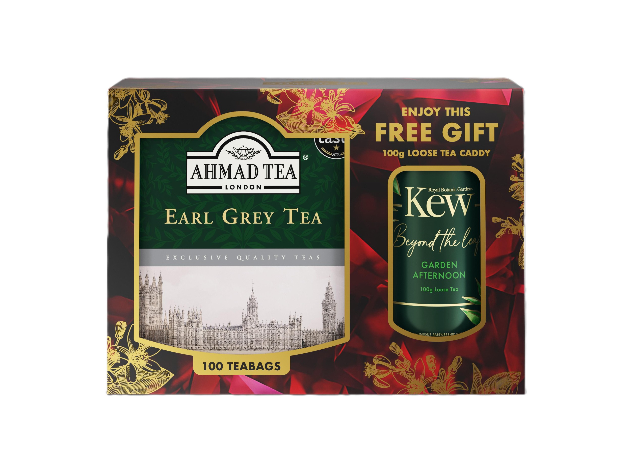 Ahmad Tea Earl Grey 200g+Kew Caddy Afternoon 100g