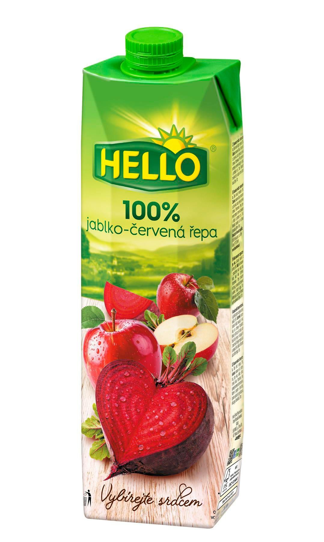 Hello 100% ovocno zeleninová šťáva jablko červená řepa z koncentrátů