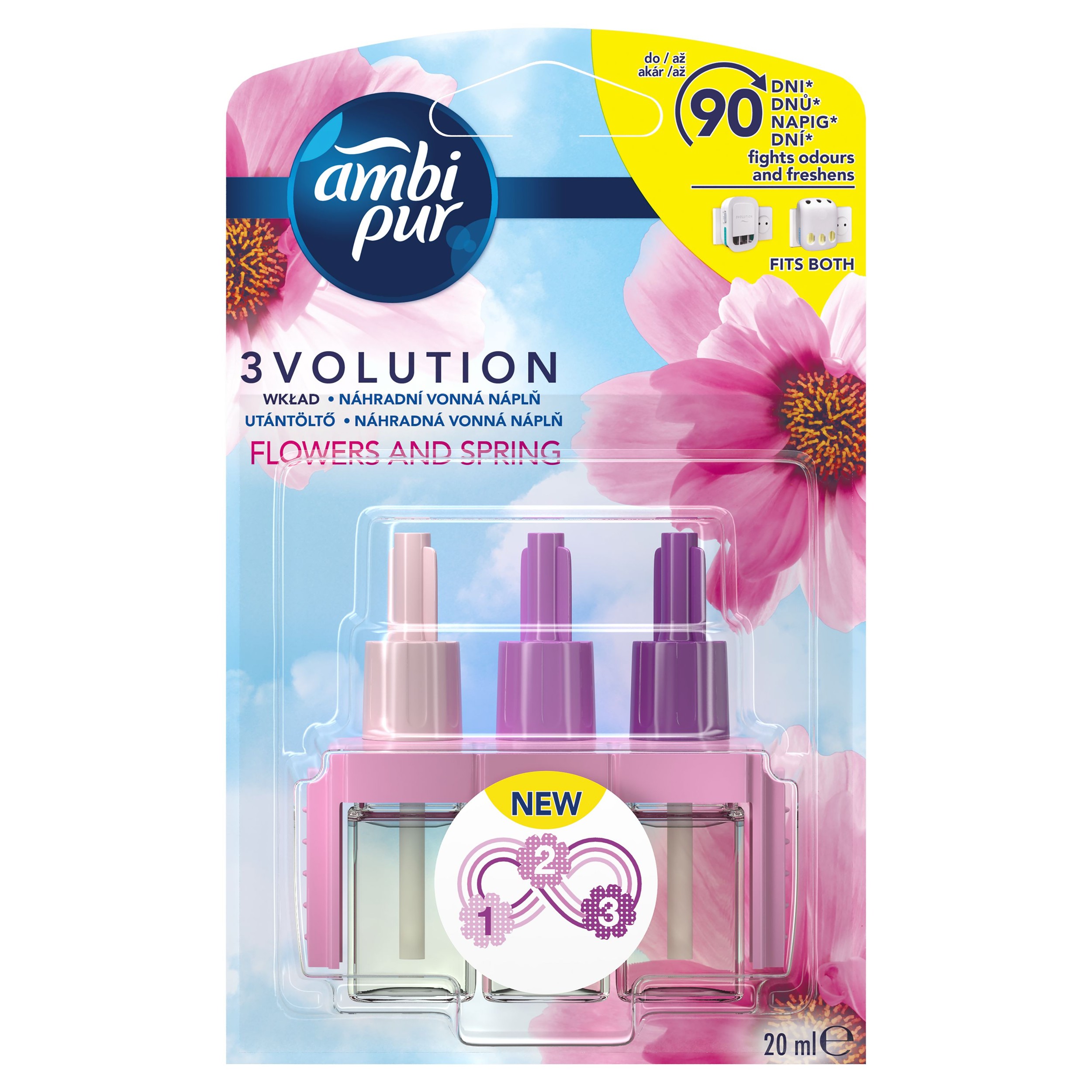 Ambi Pur 3Volution vonné náplně do elektrických osvěžovačů vzduchu Flowers & Spring 20 ml