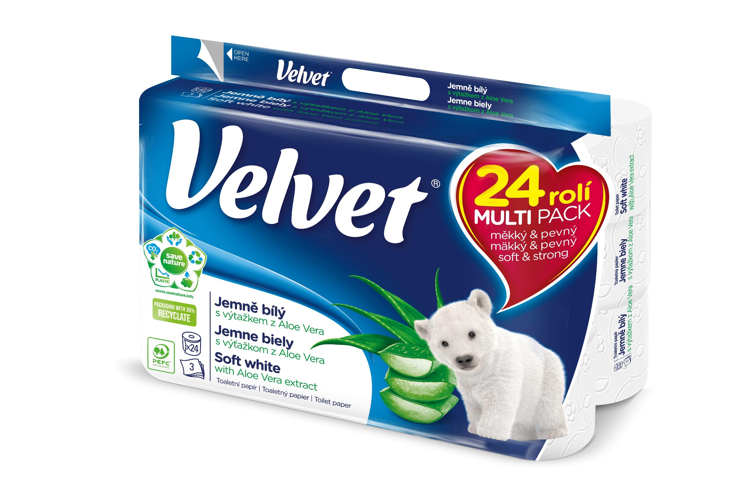 Velvet Toaletní papír bílý 3vrstvý 150 útržků 24ks