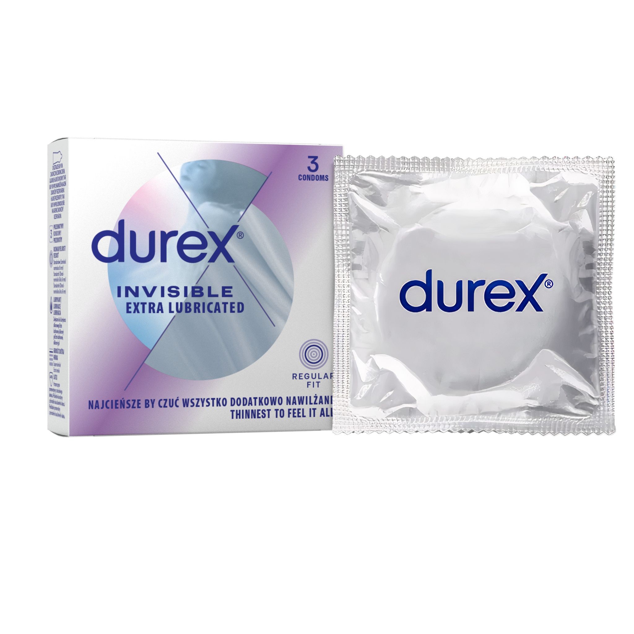 Durex Invisible Extra Thin Extra Lubricated kondomy 3 ks