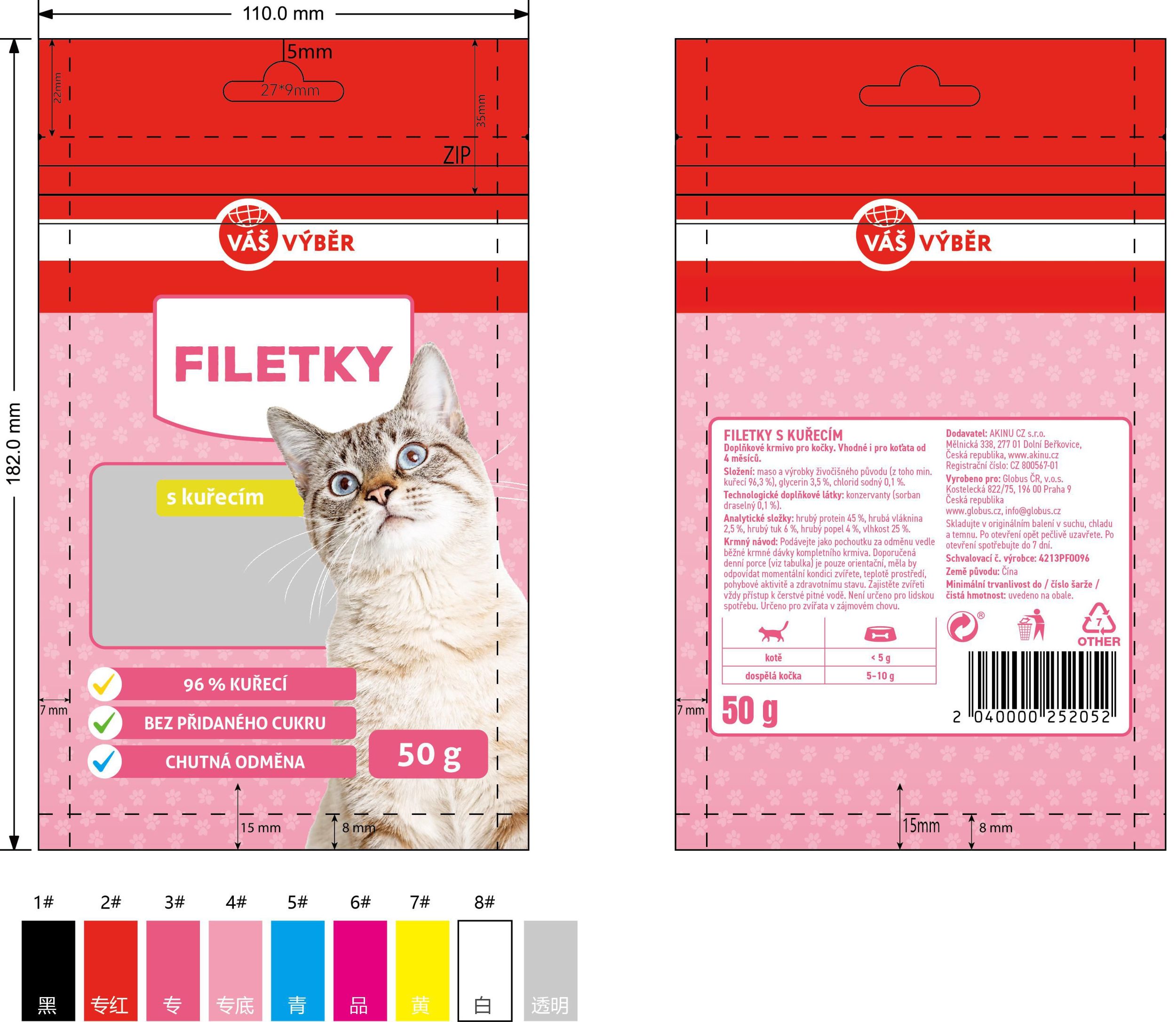 Váš výběr Kuřecí filetky pamlsek pro kočky 50 g