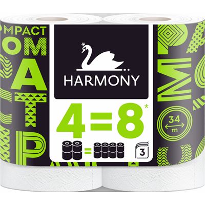 Harmony Compact Toaletní papír 34 m 3vrstvý 4 ks