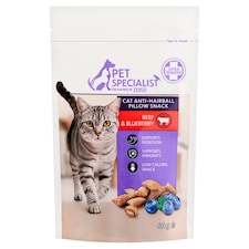 Pet Specialist Anti Hairball polštářky s kuřecím, hovězím, s borůvkami a mlékem 60g