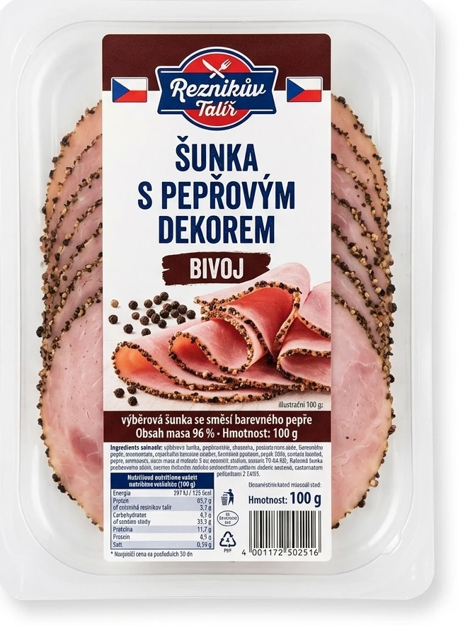 Šunka s pepřovým dekorem Bivoj