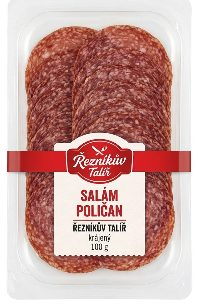Salám poličan krájený