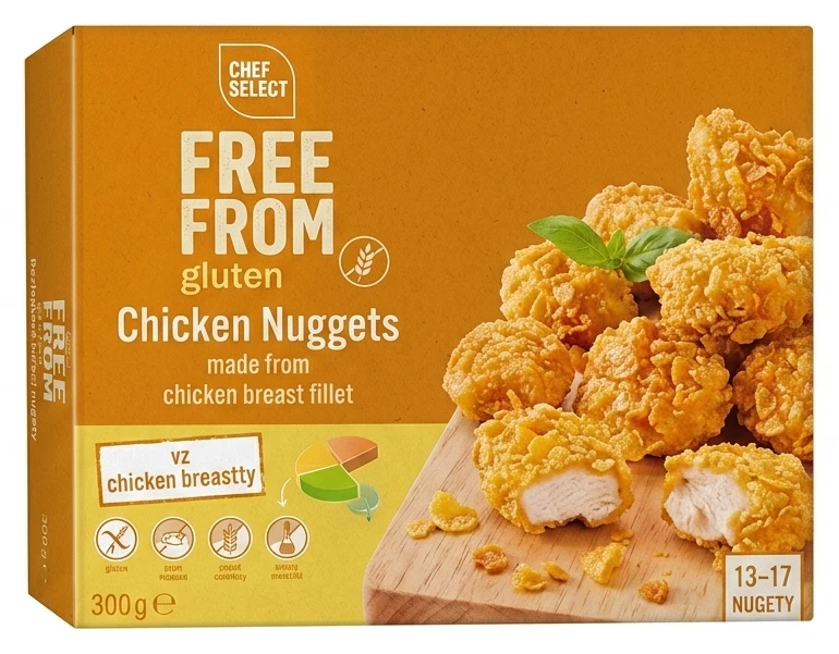 Chef Select Bezlepkové kuřecí nugety