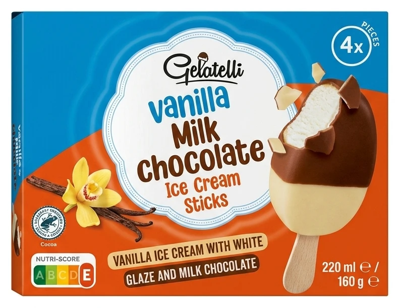 Gelatelli Zmrzlina s vanilkovou příchutí a polevou