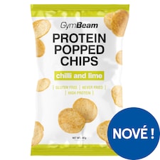 GymBeam Slané pufované chipsy s hrachovou bílkovinou s příchutí chilli a limetky 40g