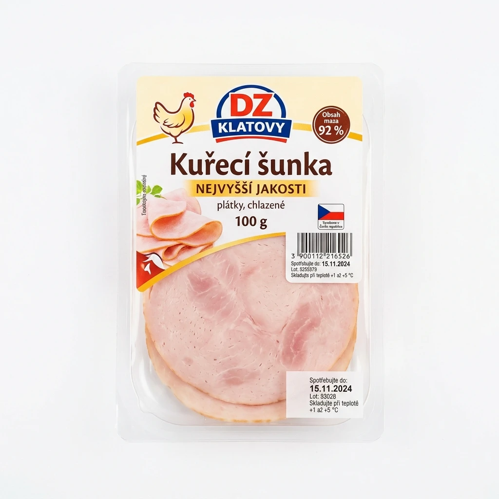 DZ KLATOVY Kuřecí šunka nejvyšší jakosti plátky chlaz. 100 g