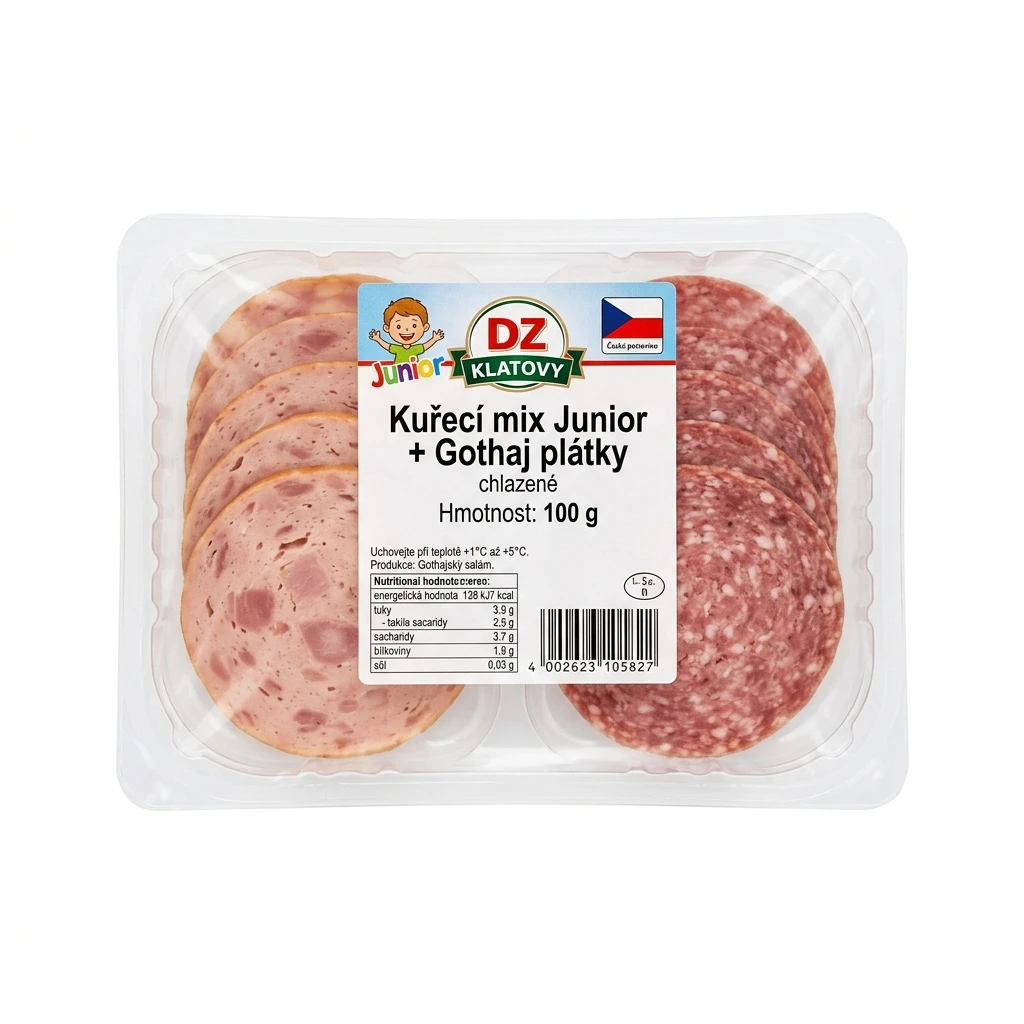 DZ KLATOVY Kuřecí mix Junior + Gothaj plátky chlaz. 100 g