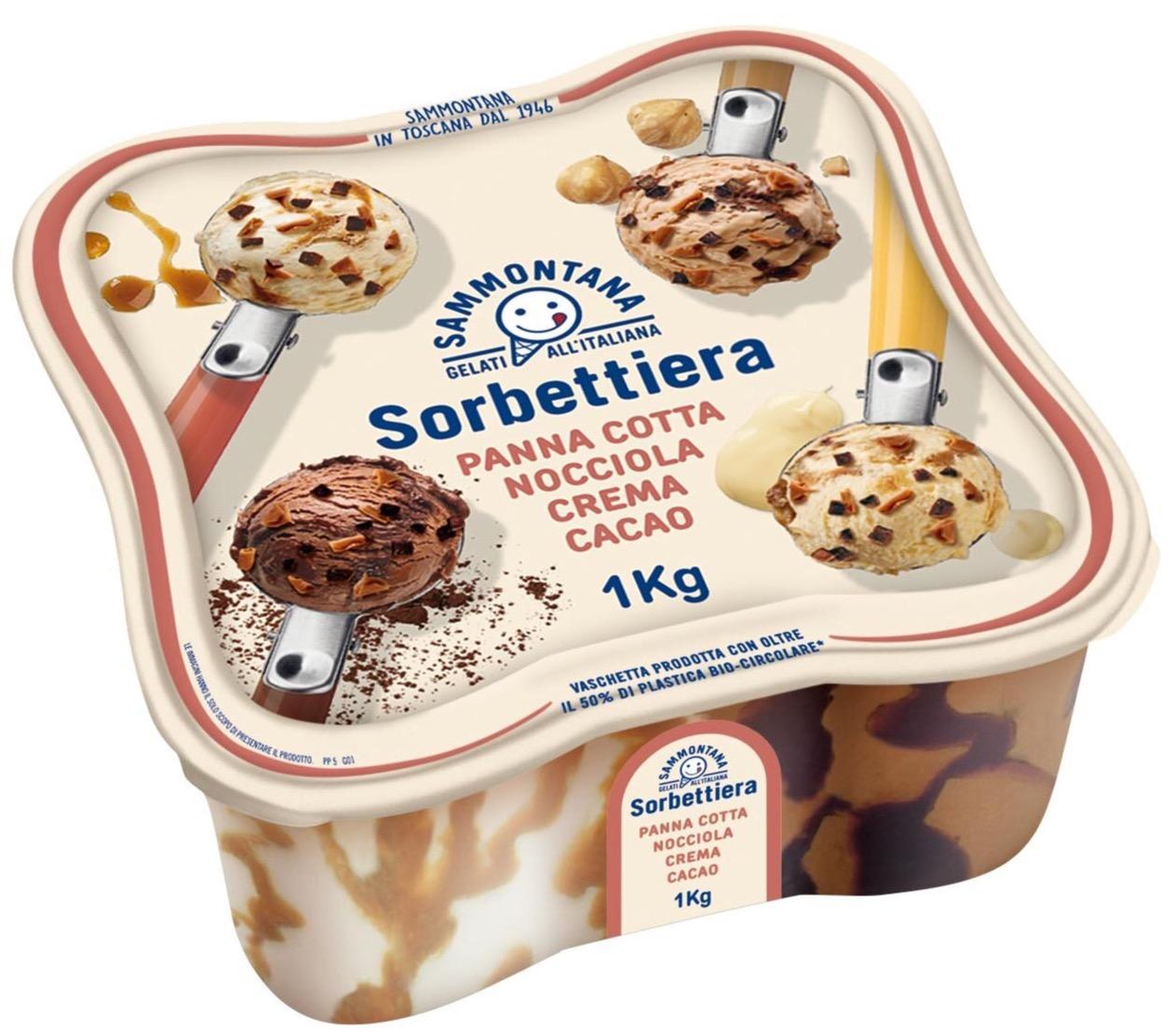 Sammontana Sorbettiera zmrzlina panna cotta, lískový ořech, crema, kakao
