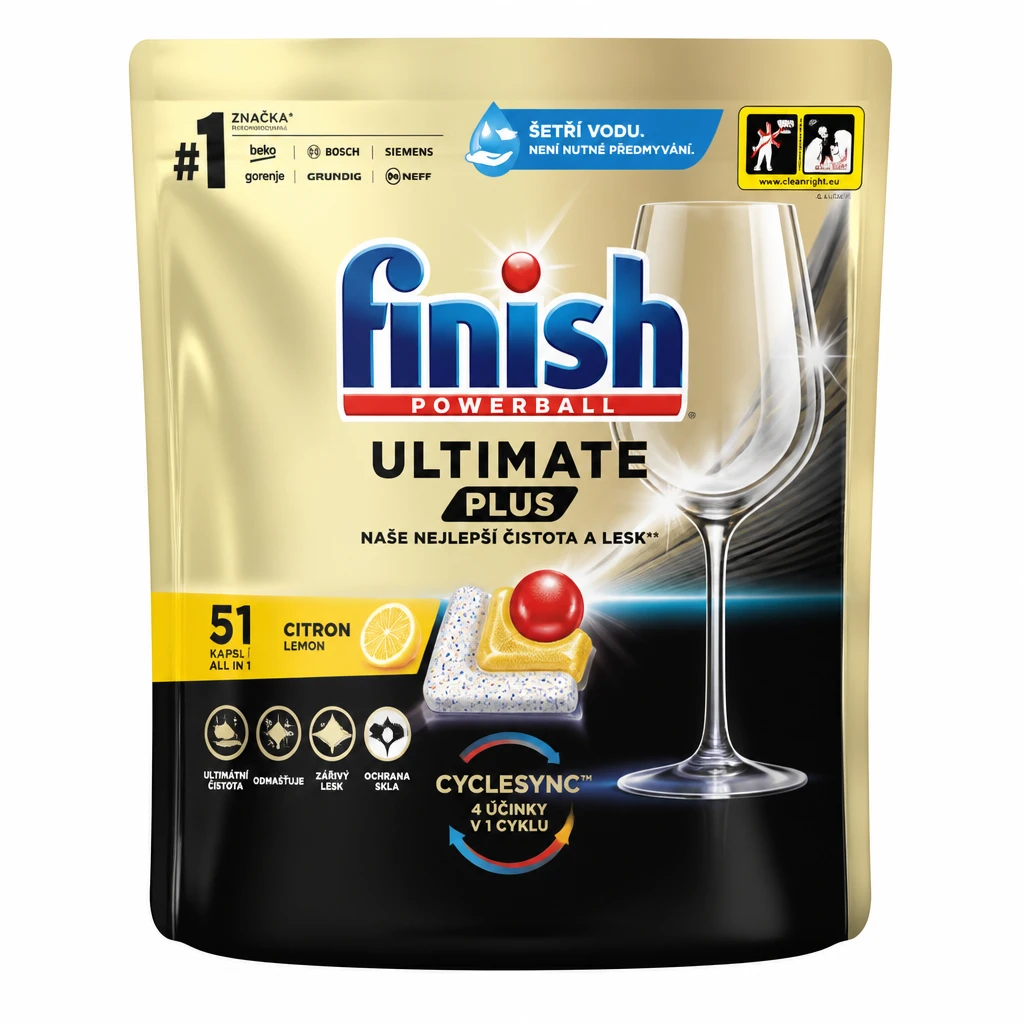 finish Ultimate Plus Lemon/citron kapsle do myčky 51 ks