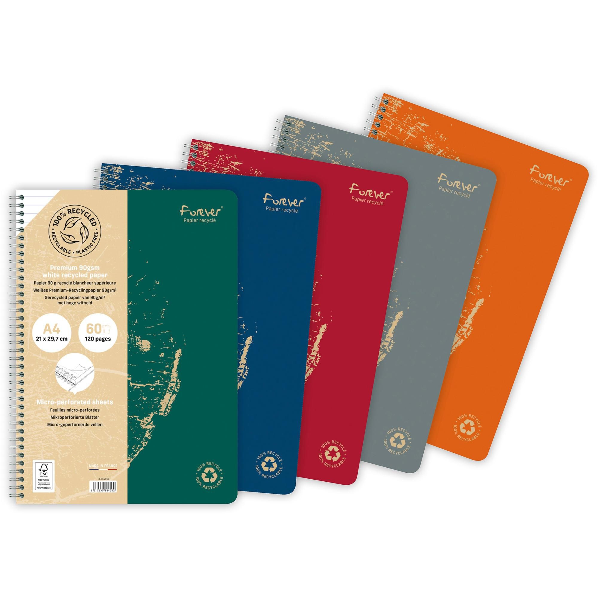 Clairefontaine, Zápisník Forever A4, 60l, 8mm, různé barvy