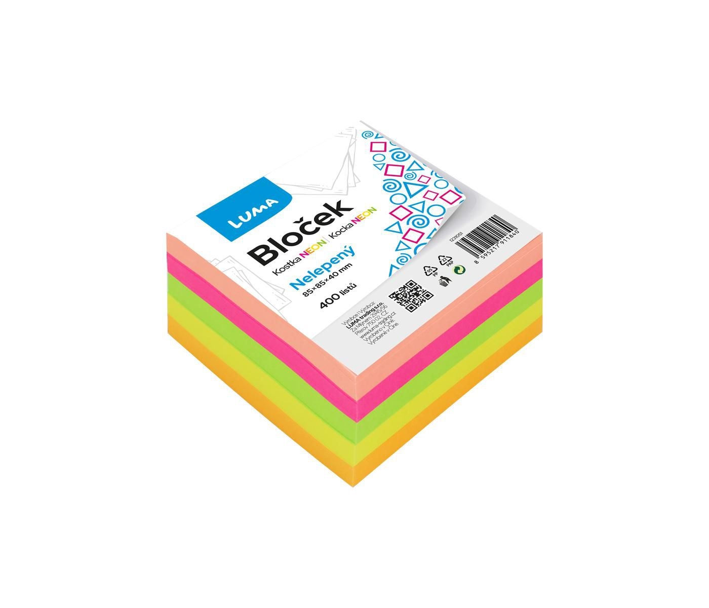 Luma Bloček KOSTKA barevná NEON 85 x 85 x 40mm nelepená