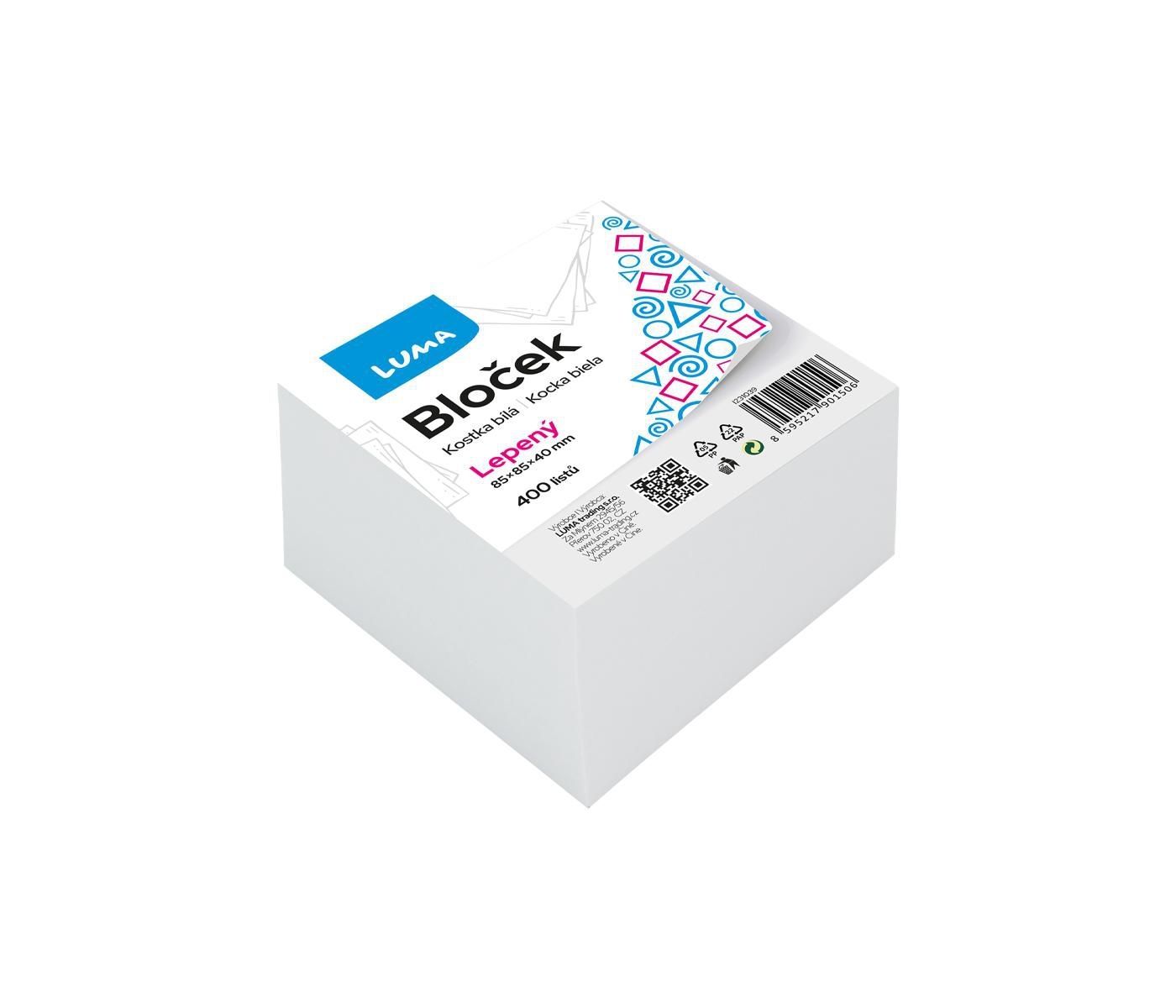 Luma Bloček KOSTKA bílá 85 x 85 x40mm lepená