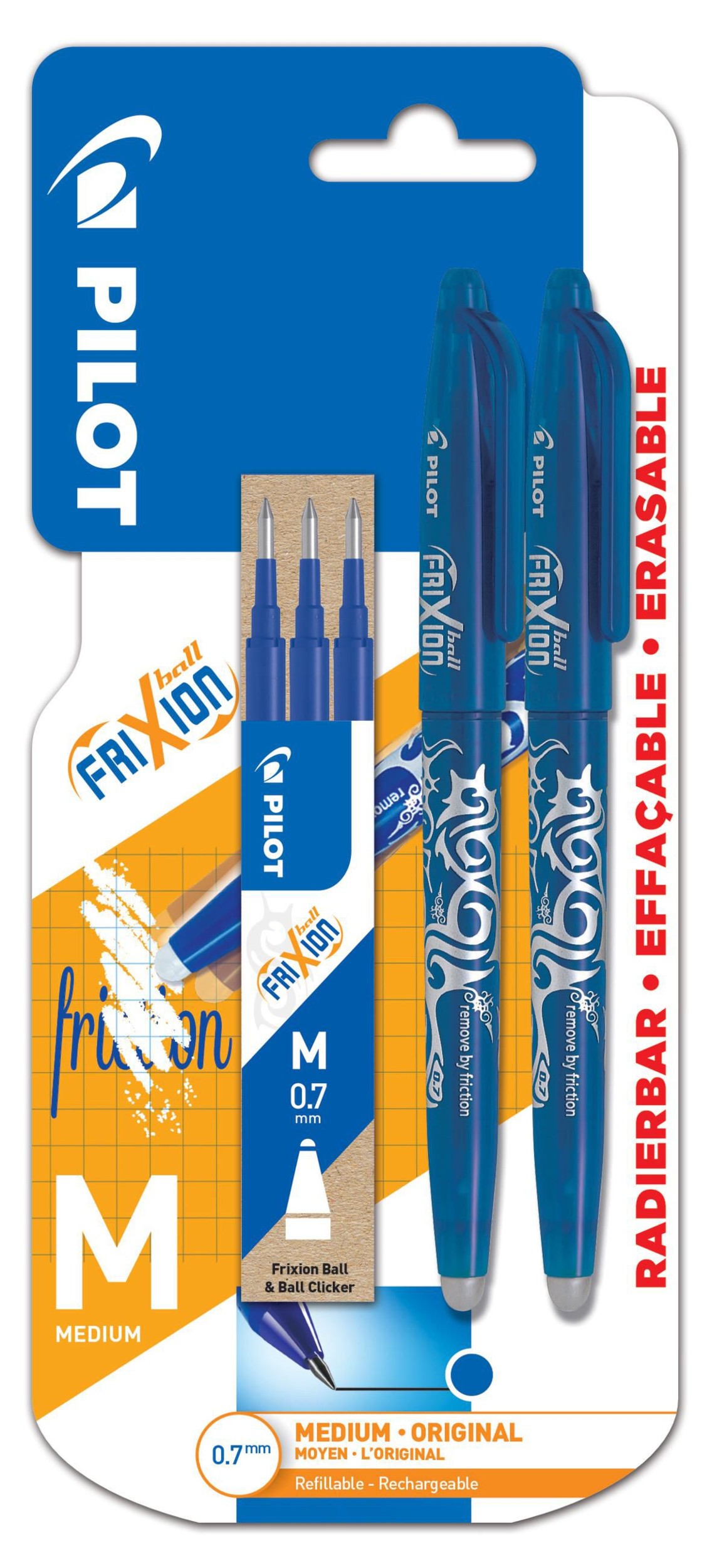 Pilot FriXion 2x Ball modrý + set náplní (3 ks modré)