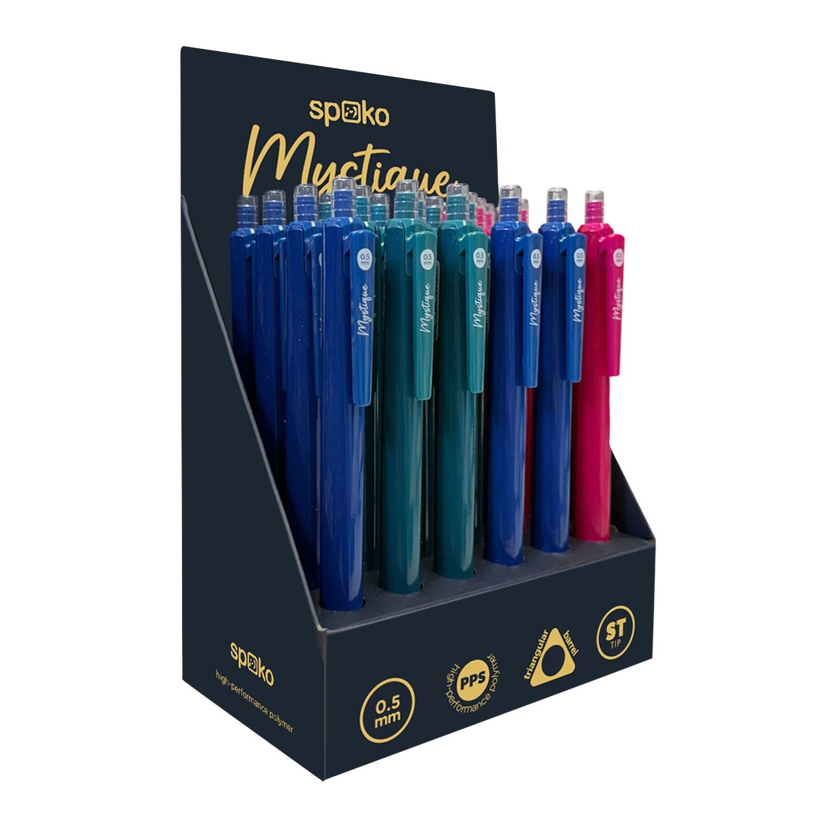 Spoko gelové pero - Mystique, ST Tip, modrá náplň, mix barev