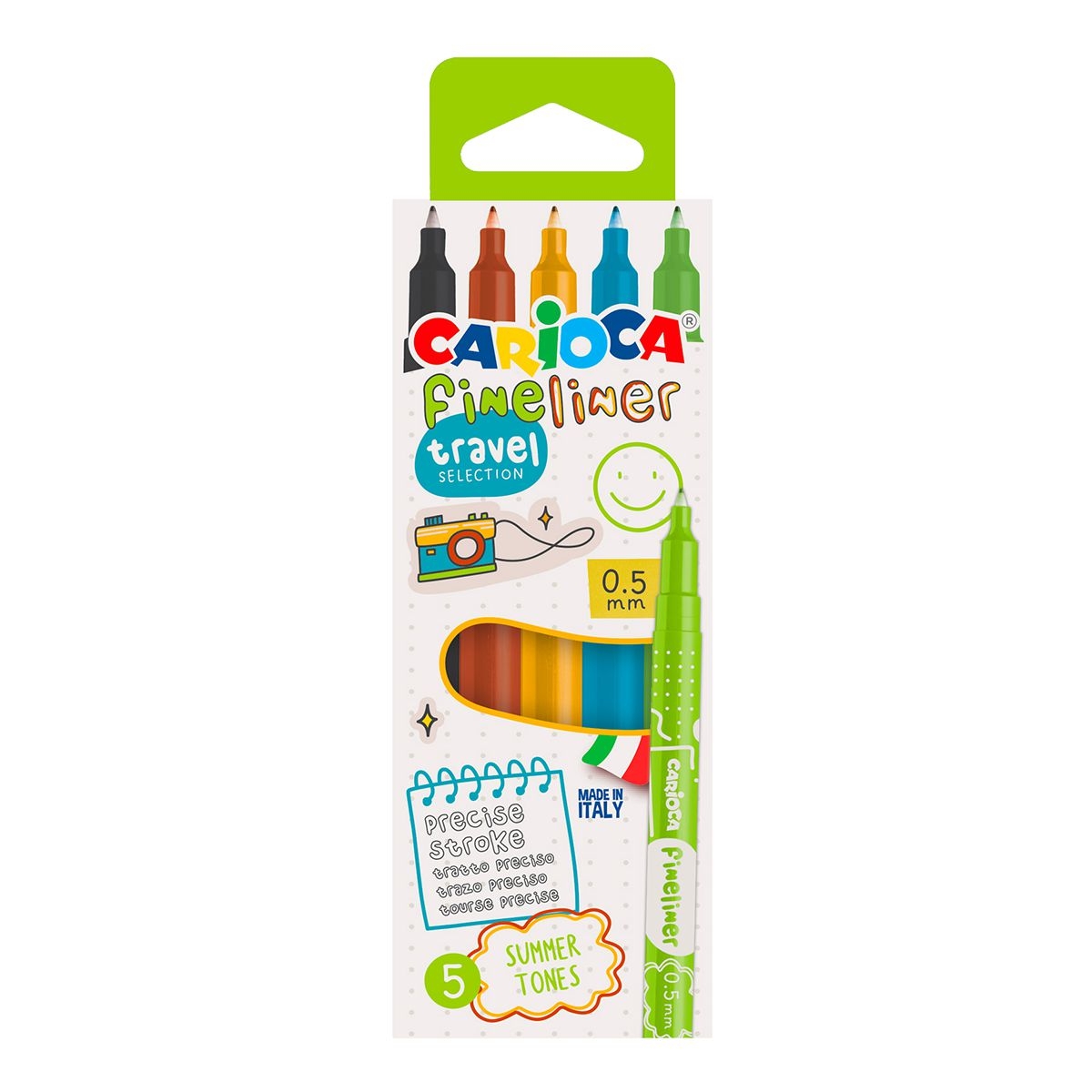 Fineliner - sada Travel, 0,5 mm, 5 ks, mix základních barev