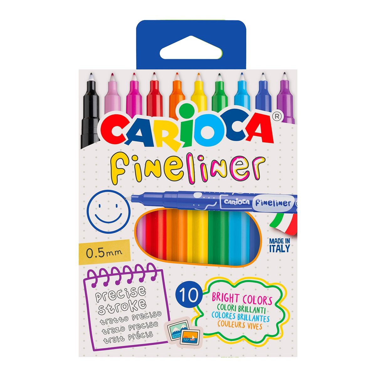 Fineliner - sada, 0,5 mm, 10 ks, mix základních barev
