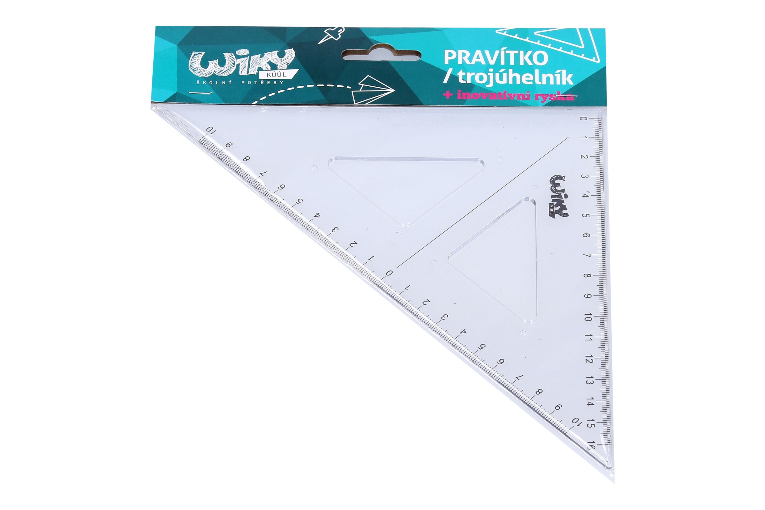 Wiky Pravítko trojúhelník transparentní s inovativní ryskou