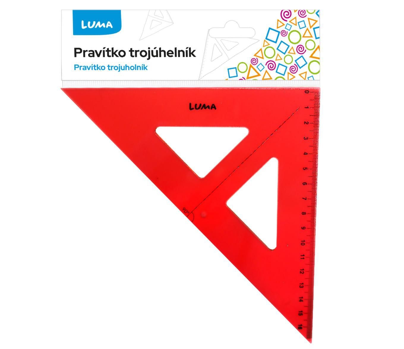 LUMA pravítko trojúhelník s ryskou, červené