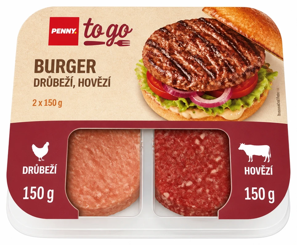 Burger Penny To Go drůbeží, hovězí