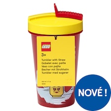 Lego Iconic Girl Transparent Red hrnek se slámkou 500 ml