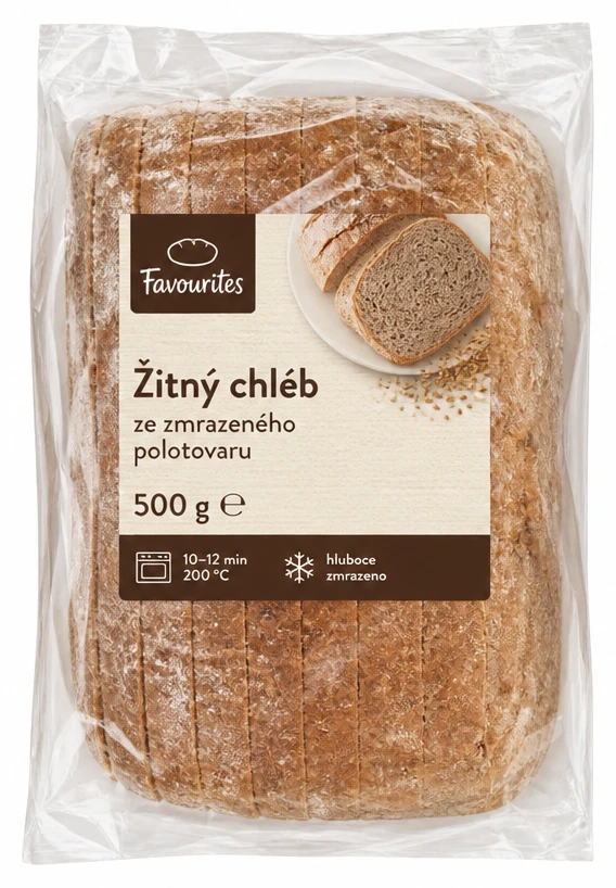 Žitný chléb ze zmrazeného polotovaru
