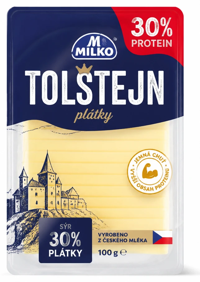 Sýr Tolštejn plátky Milko protein 30%
