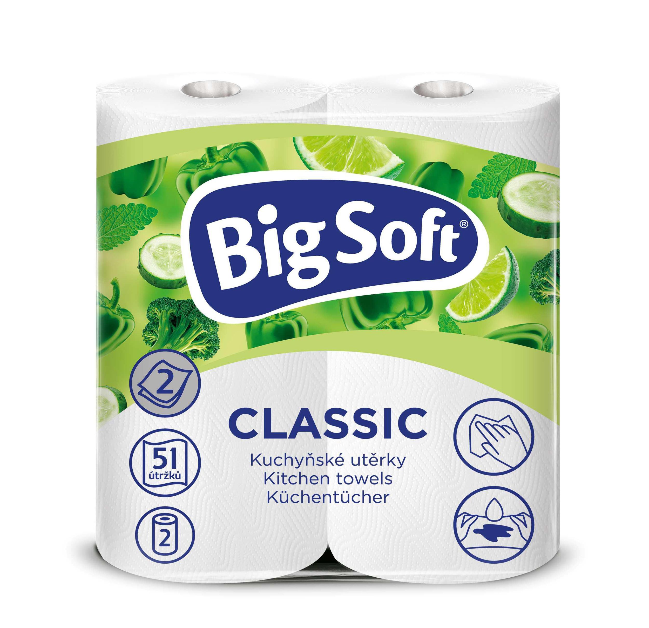Big Soft lassic kuchyňské utěrky 51útržků 2vrstvé  2ks