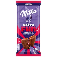 Milka Berry Mix mléčná čokoláda s praskajícími perlami, šťavnatými lesními plody a kousky želé 150 g