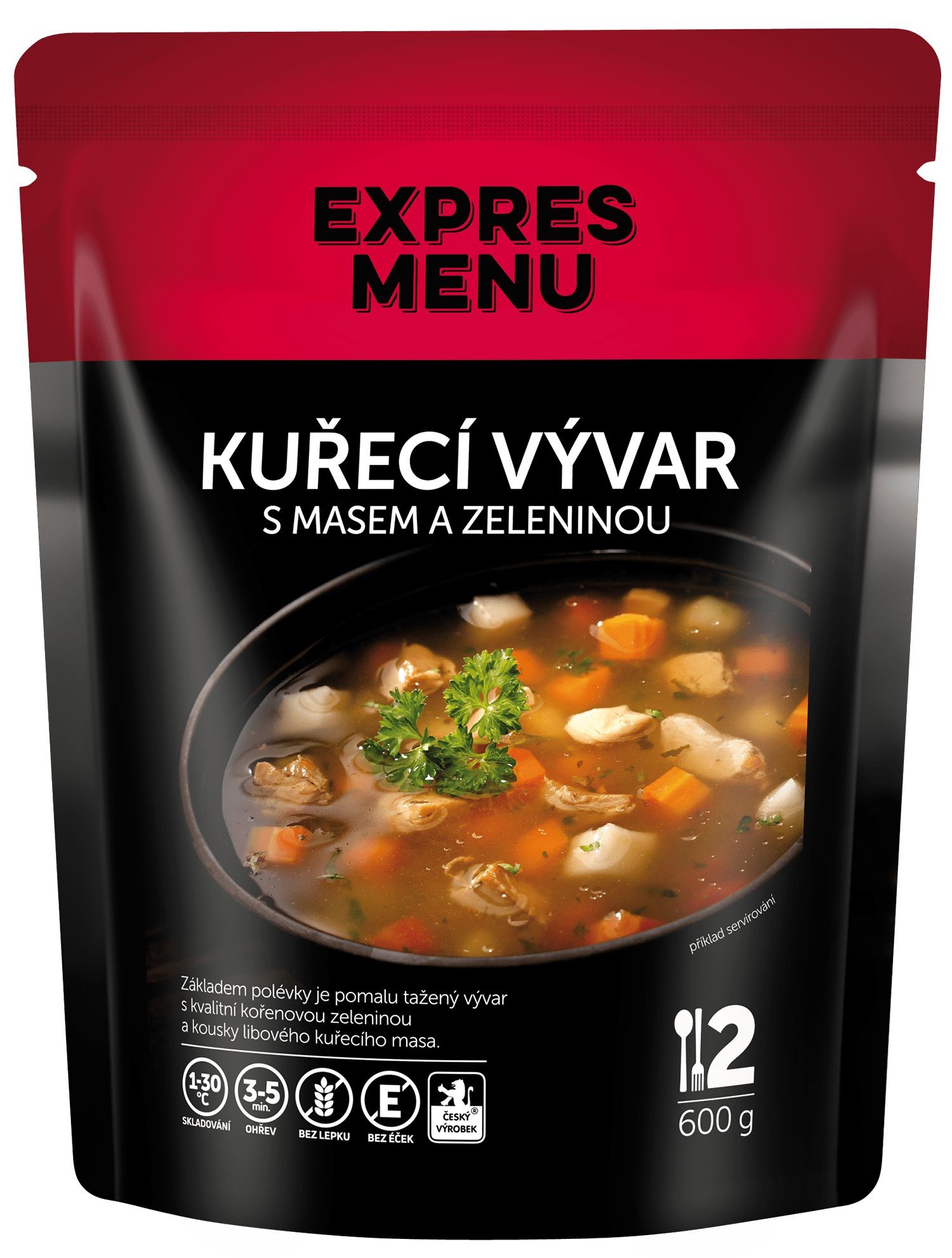 Expres menu Kuřecí vývar s masem a zeleninou, bez lepku 600g
