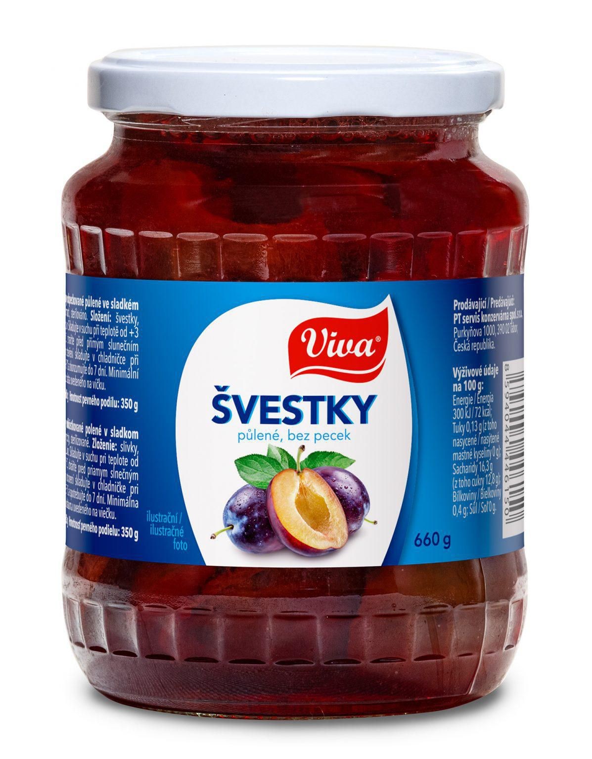 Viva Švestky půlené 680g