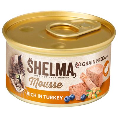 SHELMA Konzerva krůtí pro kočky 12 x 85 g