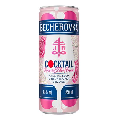 BECHEROVKA Koktejl Rose & Elderflower soda & Becherovka Lemond 4,5 % 6 x 250 ml